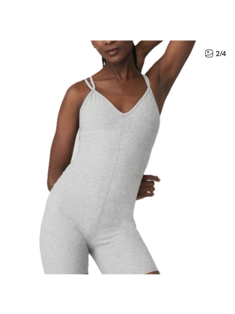 Alo Yoga Alosoft Suns Out Onesie Athletic Heather Grey 5” Sz XS 2-4 W8137R - Picture 2 of 10